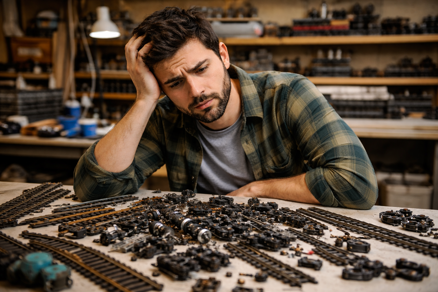 Model railroader planning how to create a needed part