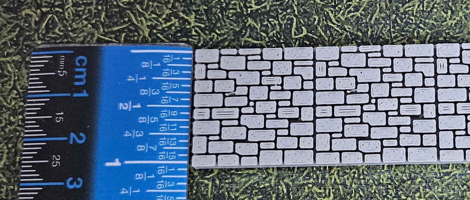 HO scale stone walls arranged for a railroad scene