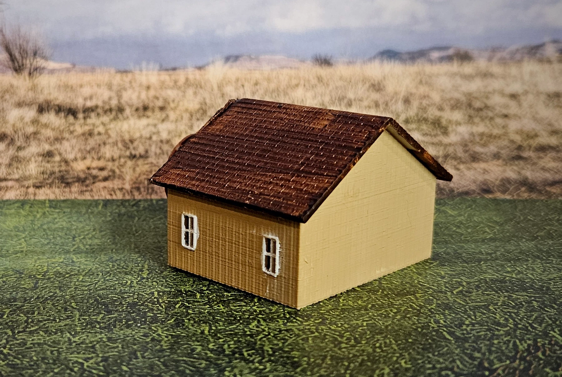 Rear angled view of the HO scale large waterwheel building