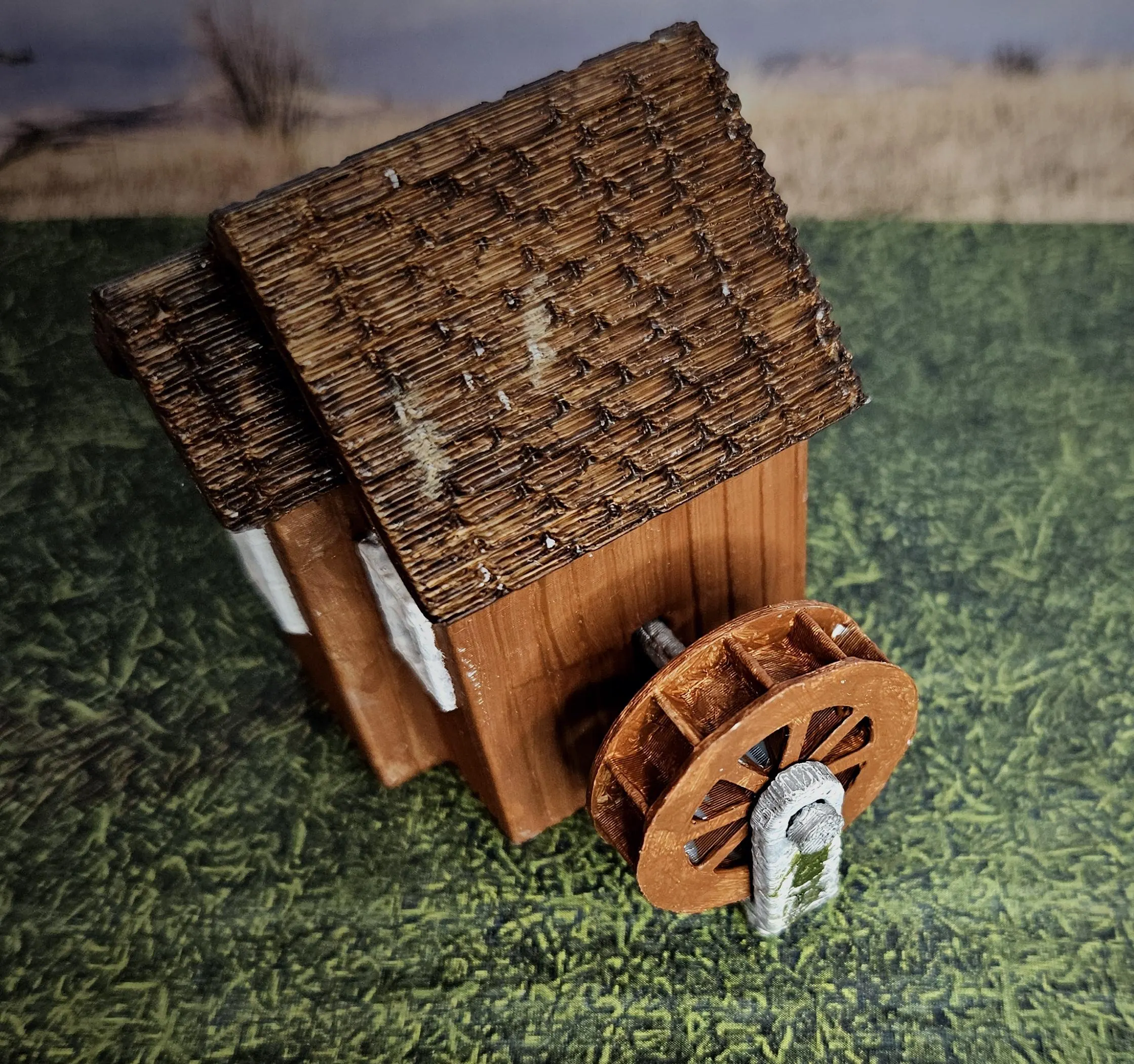 Opposite side of the HO scale medium waterwheel building