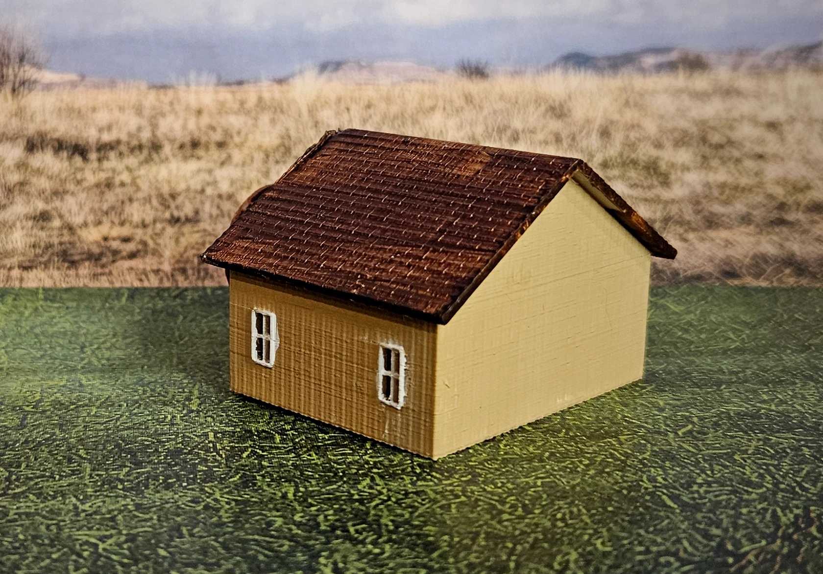 Rear angled view of the N scale large waterwheel building