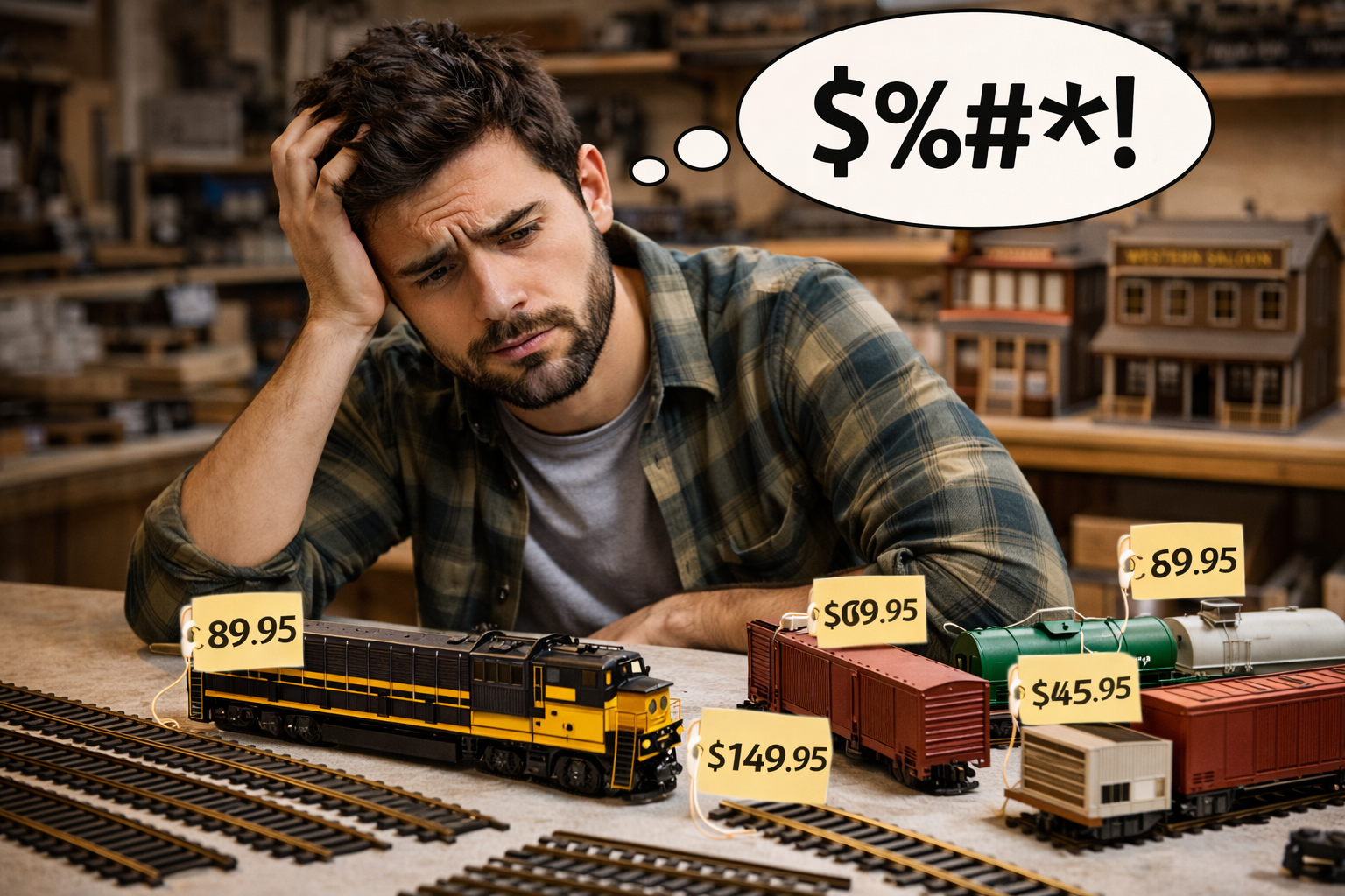 Model railroader reacting to the high cost of model buildings